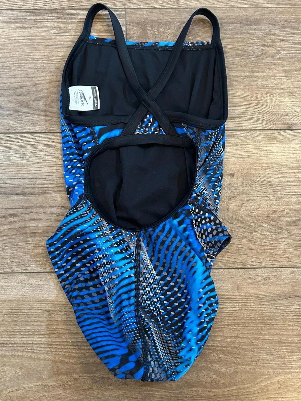 Speedo PowerFLEX Eco One Piece Swimsuit Blue Print Size 24